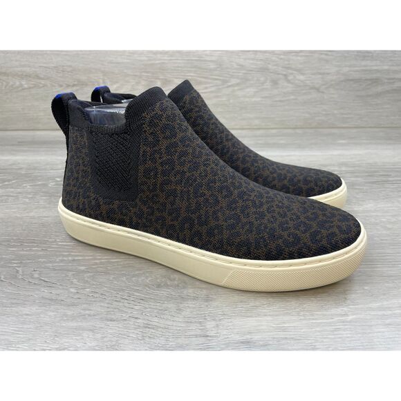 Rothy's Women's Boot Chelsea Ankle Slip-On Flat 7.5 Brown Leopard Print Shoes - Picture 1 of 11